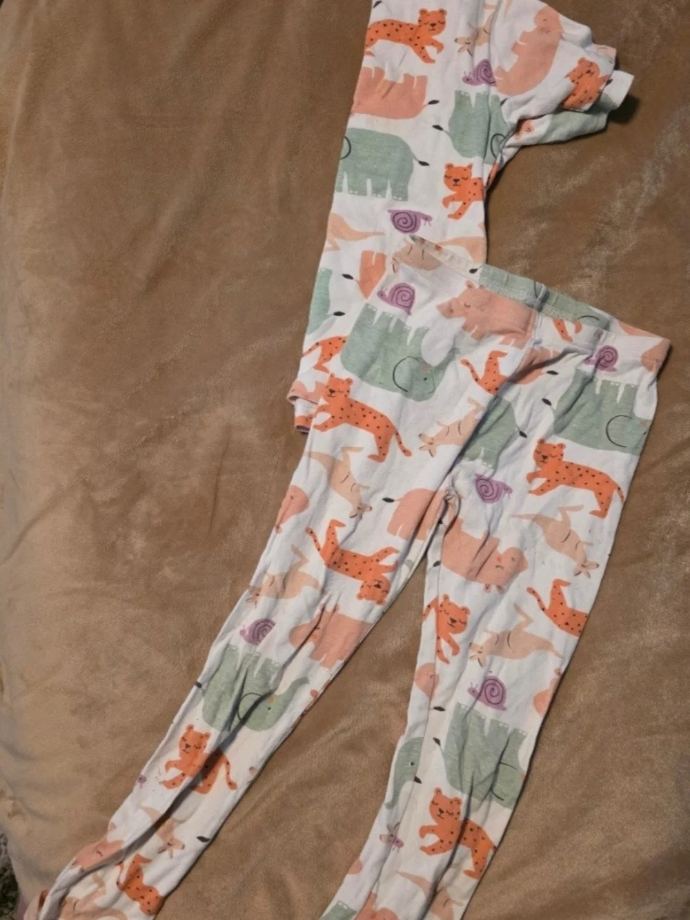 Carter's White Leggings with Orange and Green Animal Print